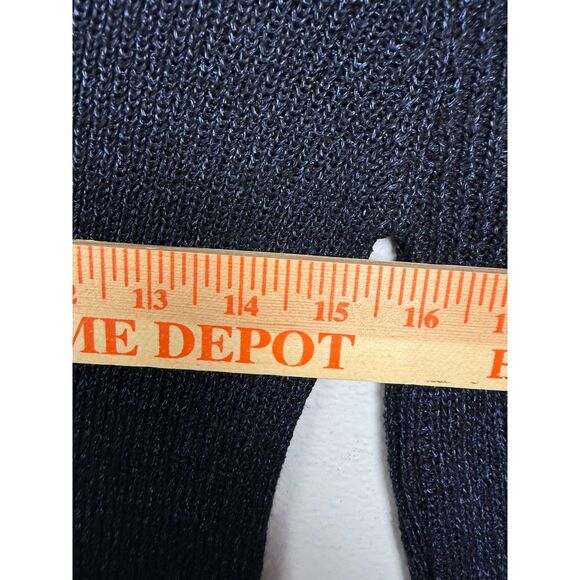 Massimo Dutti Blue Black Knit Sweater Women M Bell Sleeve Italian Yarn - Picture 6 of 7